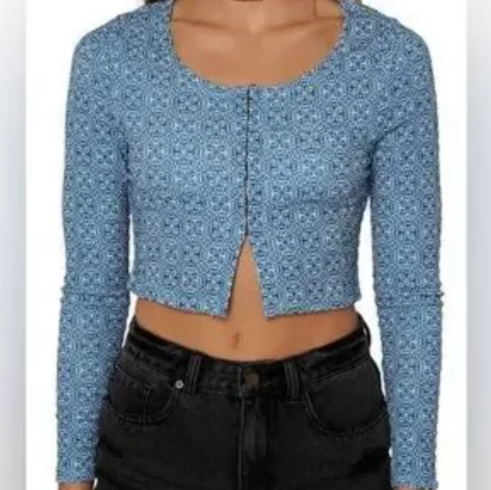 New O'Neill Blue Patterned Women's Top_Large